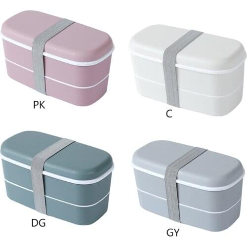 Bento Lunch Box Container with Chopsticks Food Storage for Adults Kids Double-layer Bento Boxes Microwave Dishwasher Safe