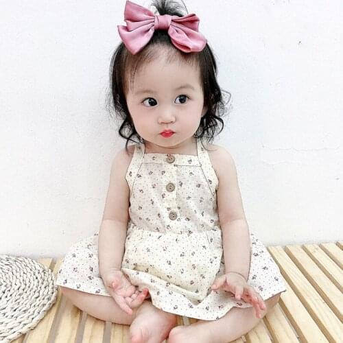 Summer New Baby Girls Flower Pattern Sling Romper