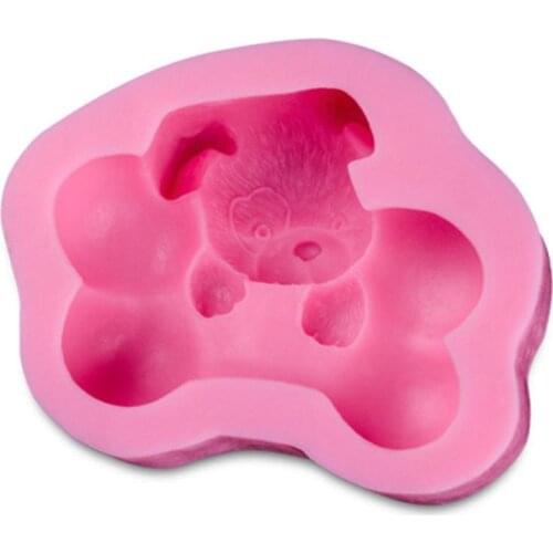 Cute Lovely 3D Puppy and Bone Molds for Fondant Sugar Jello Jelly Ice Soap Cake Decorating Tools Silicone Moulds C1681 Kawaii