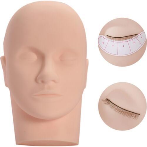 Massage Mannequin Head Flat Eye Facial Eyelash Eyelash Extension Makeup Practice Cosmetic Model Training Heads Free Eye Pads