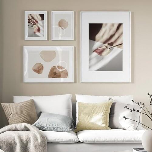 Abstract Pink Flower Wall Art Poster Geometry Color Block Canvas Painting Nordic Pictures For Living Room Modern Home Decoration