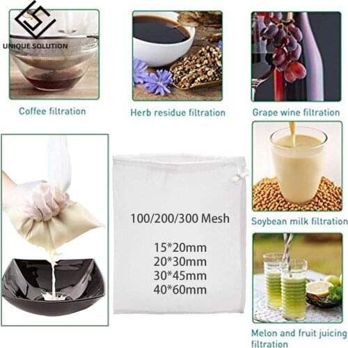 Food Grade Nylon Filter Bag Net 100/200/300Mesh Tea Beer Milk Coffee Oil Filtration Strainer Mesh Kitchen Filter Fabric Bags
