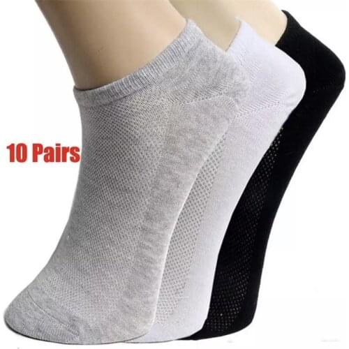 10pairsMens Socks Solid Mesh Invisible Ankle Socks Solid Color Shallow Mouth Socks Mens Summer Breathable Thin Male Boat Socks