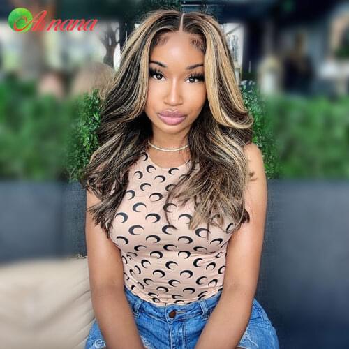 Peruvian Highlights Blonde Color 2/27 Body Wave Human Hair Wigs 13x4 Lace Frontal Wig Pre-Plucked With Natural Hairline Wavy