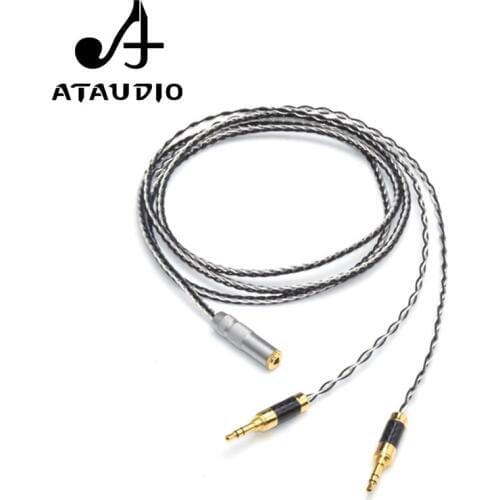 ATAUDIO Silver Hifi 3.5 Female to Dual 3.5 Male Cable High Quality 3.5mm to Double 3.5mm Audio Wire