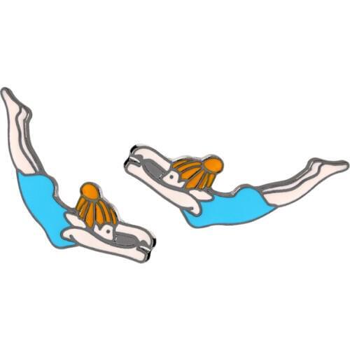 Synchronised swimming pins cartoon swim girl brooches women swimmer sports diving swimming gymnastics athlete lapel pin button