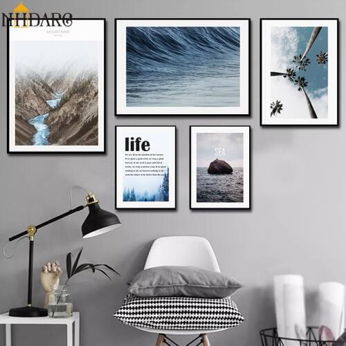 Nordic Modern Landscape Seascape Life Quote Canvas Print Painting Poster Art Wall Pictures for Living Room Home Decor No Frame