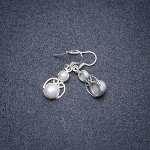 Natural River Pearl Handmade Unique 925 Sterling Silver Earrings 1.25" Y1751