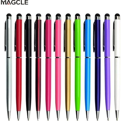 10pcs/Pack Universal 2 in 1 Touch Screen Stylus Pens for iPad iPhone Samsung Tablet / All Mobile Phones /Tablet PC + Zip Bag