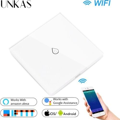 UNKAS Wifi Water Heater Switch Tuya APP Remote Control Boiler Led Light Touch Alexa Echo Google Home Glass Panel