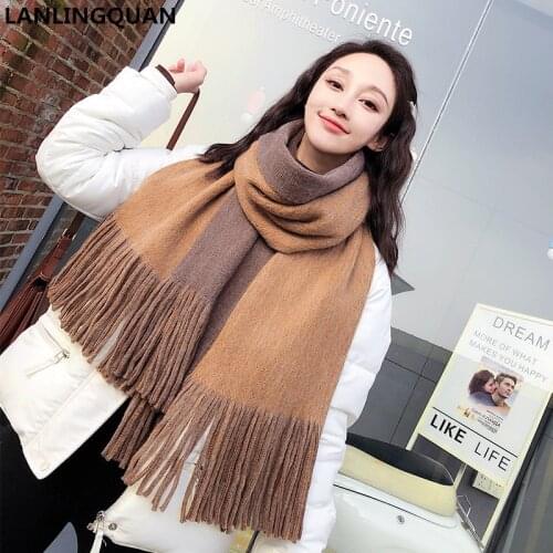 Women Scarf Luxury Brand Cashmere Bandana 2019 Fashion Warm Scarves Autumn Winter Knitting Shawl Cashmere Pashmina Hijab Scarf