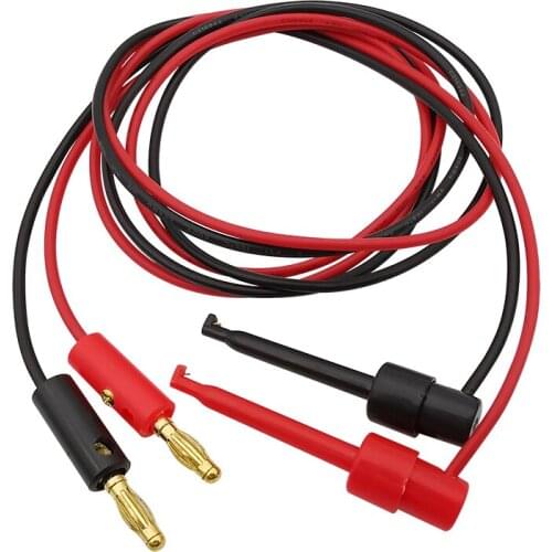 1Pair Gold Plated 4mm Banana Plug to Test Hook Clip Lead Cable Wire Connector for Multimeter Electrical Testing 1Meter Red Black