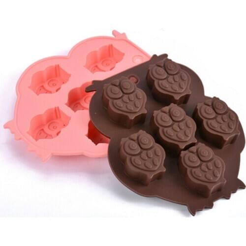 1PC Bakeware Cake Tools 6 Cups Cake Cookie Icecream Sweet 3D Animal Owl Shape Chocolate Silicone Mold