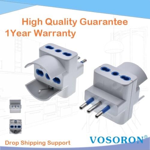 1 way to 3 way Italian to Italian 3 pins plug travel adaptror 10A for Chile, Uruguay, Italy