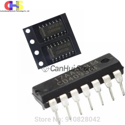 10PCS/LOT CD4093 CD4093BM SOP-14 CD4093BE DIP-14 SMT HEF/HCF4093 New Original in Stock IC