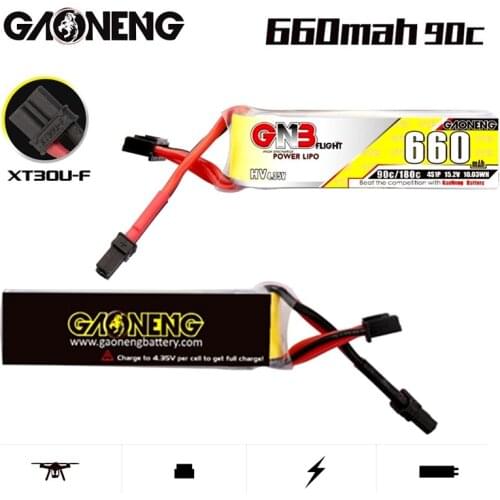 2/4/6/8/10Pcs GAONENG GNB Max 180C 4S HV Lipo Battery 15.2V 660mAh for Beta85X Whoop Quadcopter FPV RC Racing Drone XT30U-F Plug