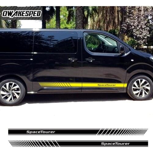 2PCS Racing Sport Stripes For Citroen Jumpy Spacetourer XS M XL Car Door Side Skirt Decor Sticker Auto Body Vinyl Decals