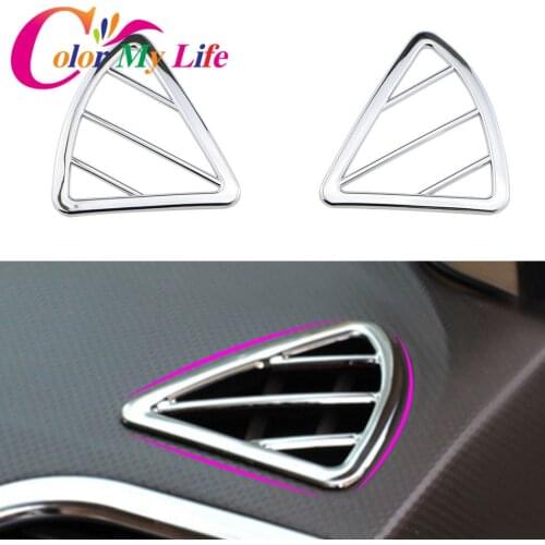 2 Pcs/Set ABS Chrome Air Vent Protection Trim Interior Outlet Decoration Ring Sticker for Hyundai Verna Solaris Accessories