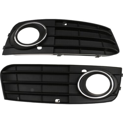 2x Front Bumper Fog Light Grill Cover+Chrome Ring For Audi A4 A4L B8 2009-12