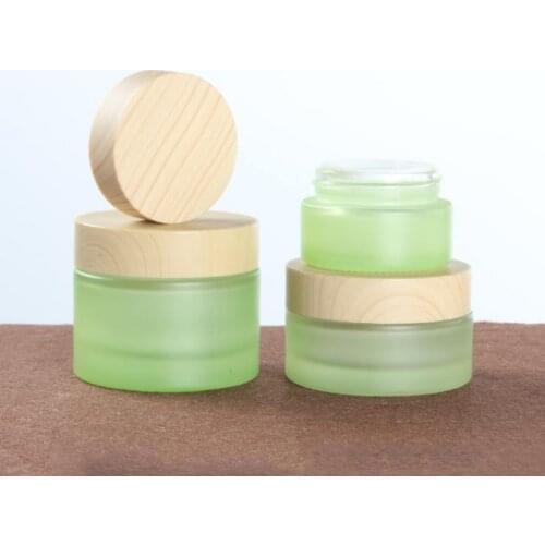 20g/20ml Green colour Frosted empty cosmetic cream jar bottle cream bottle Wood cap/cosmetics Bottle glass 30g 50g 100pcs SN341