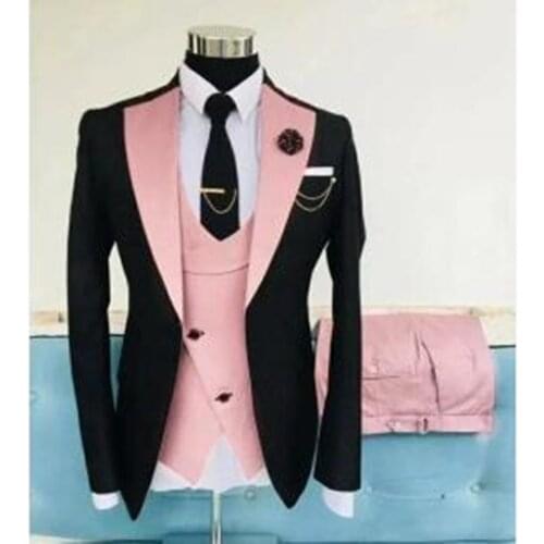 High Quality Black Brown Wedding Costume Homme Groom Bridegroom Wear Men Suits Tuxedos Blazer Slim Fit Terno Masculino 3 Pieces