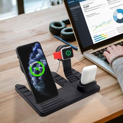 3-in-1 Mobile Phone Charger Base Stand Bracket Adjustable Desk Mobile Stand For Watch Series 6/for 5/for 4/for 3/for 2/for 1