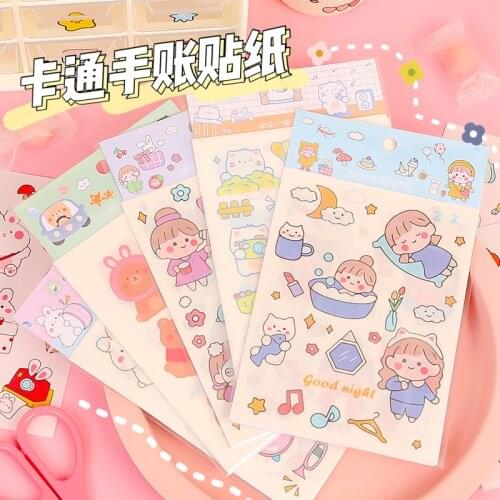 4 Sheets Cartoon Bunny Sticker Pack Cute Girl Diy Decoration Stickers for Bullet Journal Homework Book Stationary Supplies