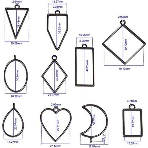 50Pcs Assorted Geometric Hollow Frame Tray Pressed Flower Pendant Jewelry Making MXME