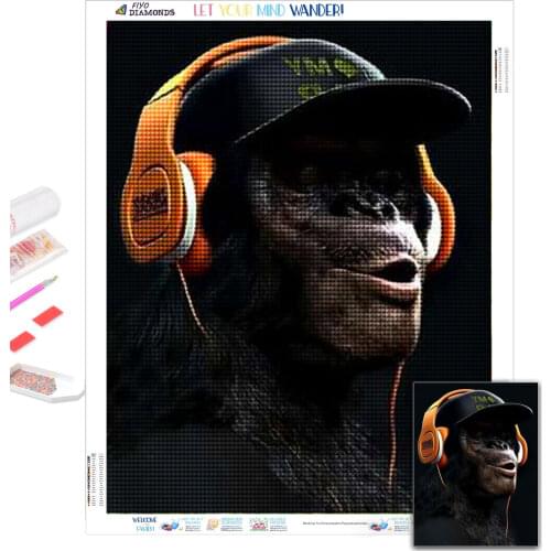 5D Diamond Painting Animal Chimpanzees Monkey Picture of Rhinestones Diamond Art Mosaic Embroidery Cross Stitch Kits Home Decor