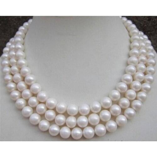 8-9MM AAA NATURAL PERFECT ROUND SOUTH SEA WHITE PEARL NECKLACE 50" GE4558 Factory Wholesale price Women Giftword