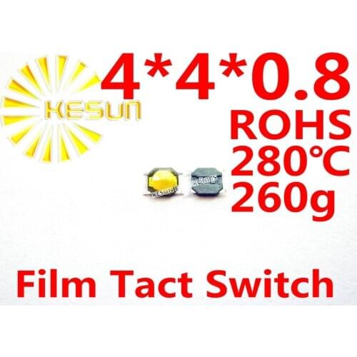 FREE SHIPPING 100PCS SMT 4X4X0.8MM Film Tactile Tact Push Button Micro Switch Momentary ROHS