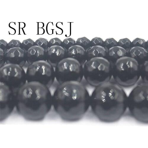 Free Shipping 4mm 6mm 8mm 10mm Faceted Black Agat Onyx Gems Stone Jewelry Handwork DIY Beads Strand Wholesale 15"