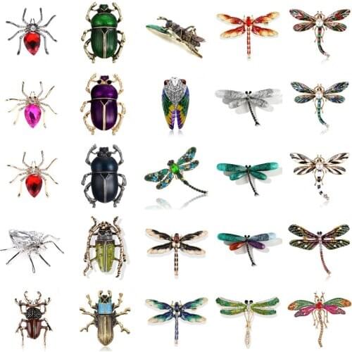 Insect Brooch For Women Men Spider Brooch Jewelry Crystal Enamel Brooches Rhinestone Dragonfly Jewelry