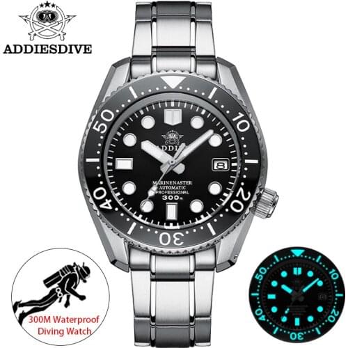 Addies Diver Watch Retro Water Ghost Luxury Sapphire NH35 Men Automatic Mechanical Watches 30Bar Waterproof Luminous Mens Watch