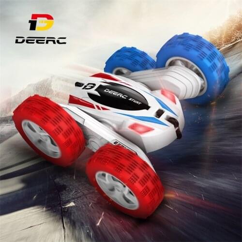 DEERC RC Cars Stunt Cars Remote Control Car Toys 4WD Off-Road Dual Color Headlights Double Sided Rotating 360° Flips Gifts DE35