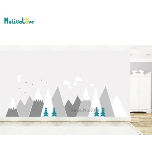 Moon Stars Clouds Adventure Mountains Decor Nursery Baby Toddlers Kids Room Wall Sticker Decals BB849