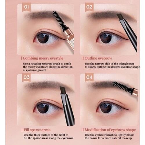 Drawing Double Head Eyebrow Pencil Long Lasting Waterproof 5 Colors Ultra Fine Triangle Eye Brow Tint Brown Color