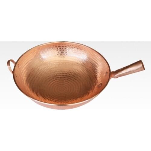 Pure manual thickening copper frying pan handmade vegetable pan red copper pot tableware kitchen wok soup stewpan gas cooker