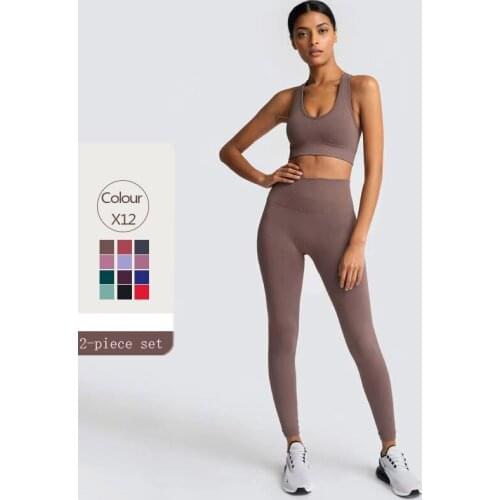 Two Piece Set Women High Waist Seamless Fitness Suit Quick Dry Running Gym Sets Sportswear Yoga Set Sports Bra Workout Leggings