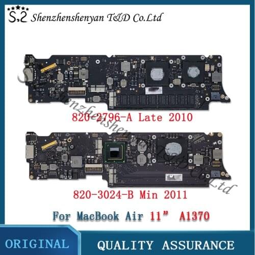Tesed A1370 Logic Board CPU 1.4GHz / 1.6GHz For MacBook Air 11 inch Motherboard Late 2010 820-2796-A Mid 2011 820-3024-B