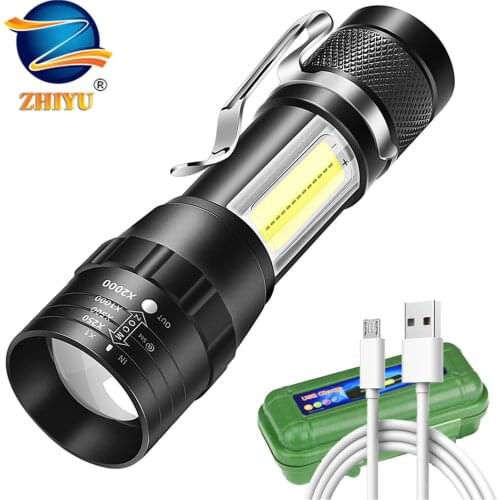Mini Portable 2 LED Q5 Flashlight Lantern 3 Modes Work Flash Lights Torch USB Rechargeable Outdoor Fishing Camping Flashlights