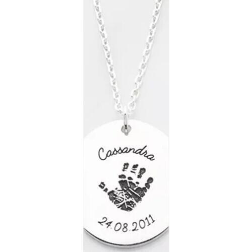 Ufine Personalized name date hand print fashion pendant Necklace stainless steel pendant necklace N2079
