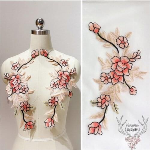 Organza Embroidery Decoration Chest Fabric Lace Applique Patch for Garment