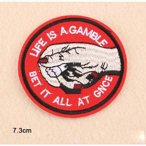 Punk Fingers Words Iron On Embroidered Clothes Patches For Clothing Stickers Garment Apparel Accessories