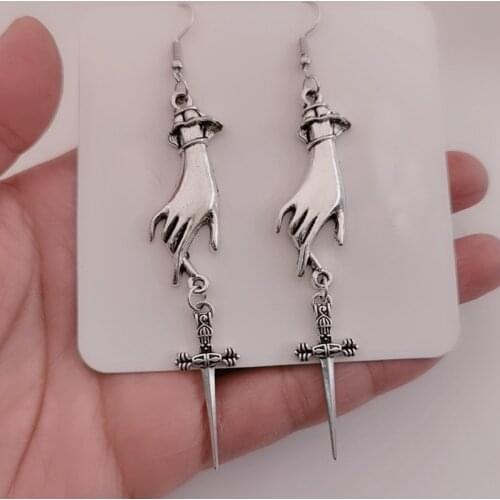 New Classic Fashion Tarot Earrings, Swords, Hand Earrings Statement Gothic Medieval Witch Mysterious Female Gift
