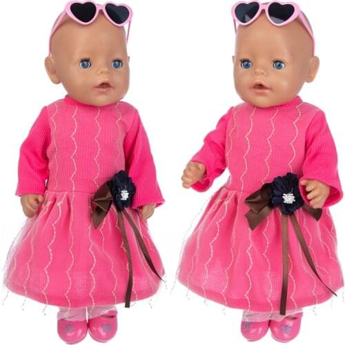 Meired Dress+Sunglass lDoll Clothes Fit 17 inch 43cm Doll Clothes Born Baby Suit For Baby Birthday Fistival Gift