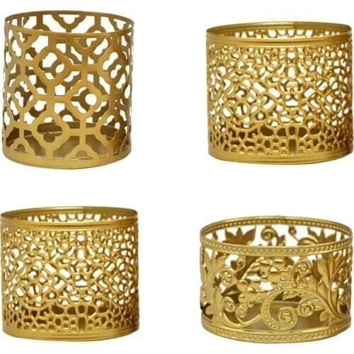 Wrought Iron Hollow Candle Holder, Creative Floral Carved Pattern Candle Holder