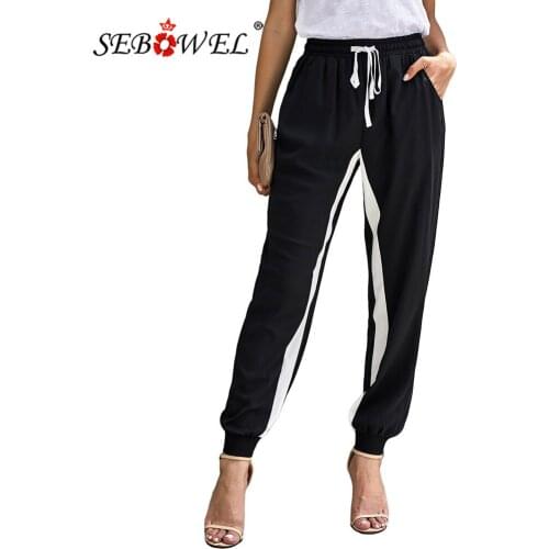SEBOWEL Casual Side Striped Drawstring Pants Women Sports Autumn High Waist Sweatpants Female Jogger Running Pants S-XL