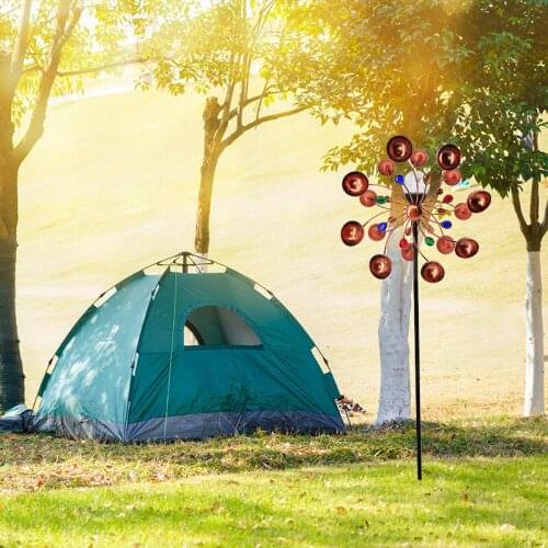 Solar Wind Spinners Outdoor Metal Yard Spinner Double Spiral Solar Spinner Garden Yard Lawn Decorations with Direction UD88