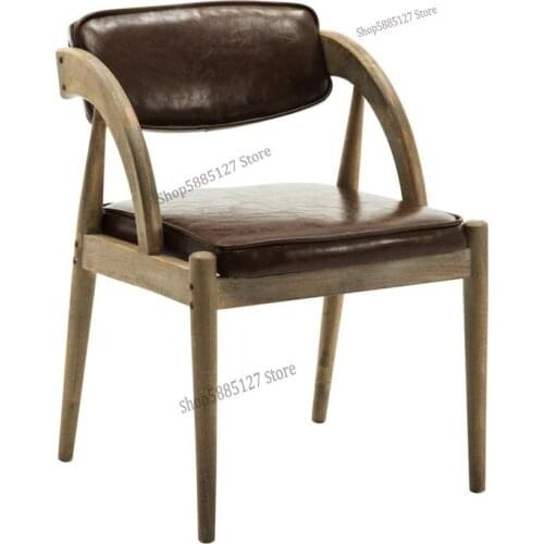 Solid Wood Dining Chair Simple Restaurant Home Chair Fashion With Armrest Creative Leisure Chair Nordic Fabric Backrest Dining C
